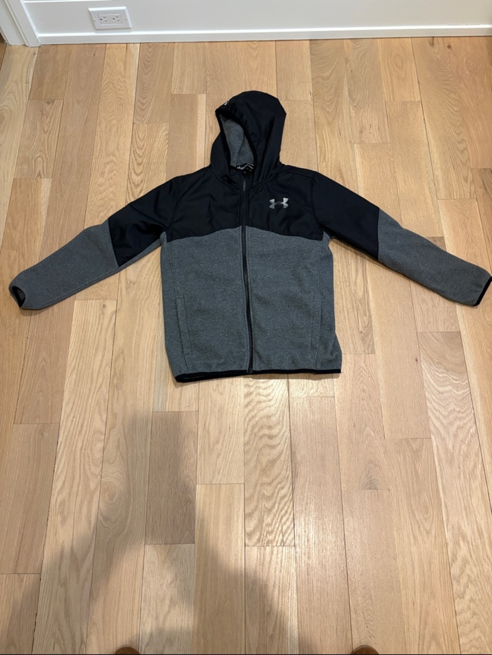 Under Armour Black & Gray Full-Zip Fleece Hooded Jacket
